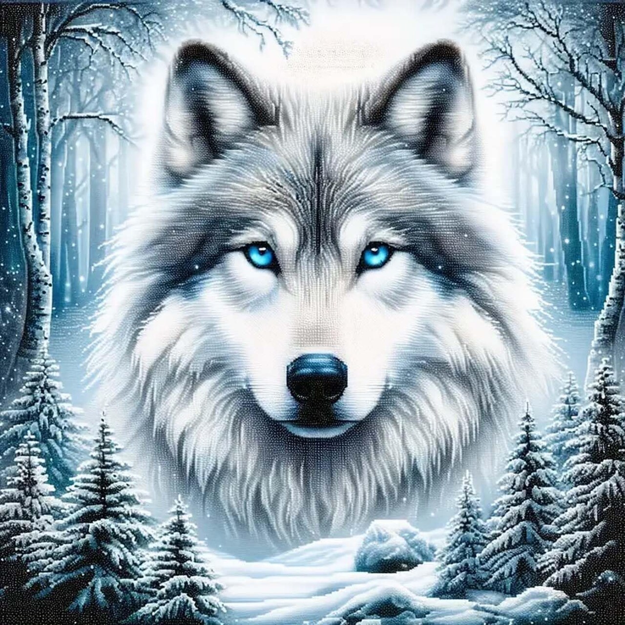 5D Diamond Painting Kit for Adults – Cute Animal Wolf Head Full Round Drill Diamond Art – DIY Gem Dot Craft for Home Wall Decor & Holiday Gift – 11.8 x 11.8 Inch